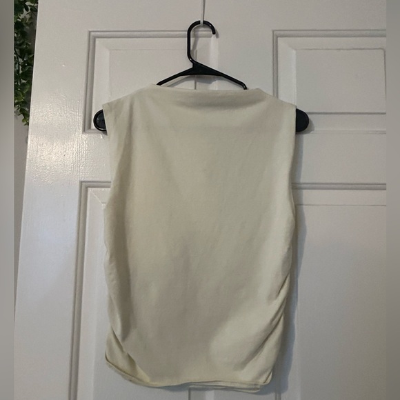 Silence + Noise Cream High Neck Ruched Tank Top Size L - Picture 4 of 7